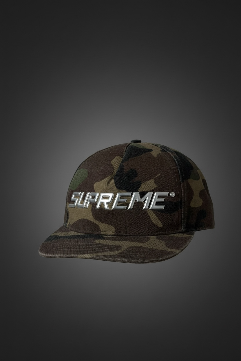 SUPREME CAMO METAL LOGO CAP