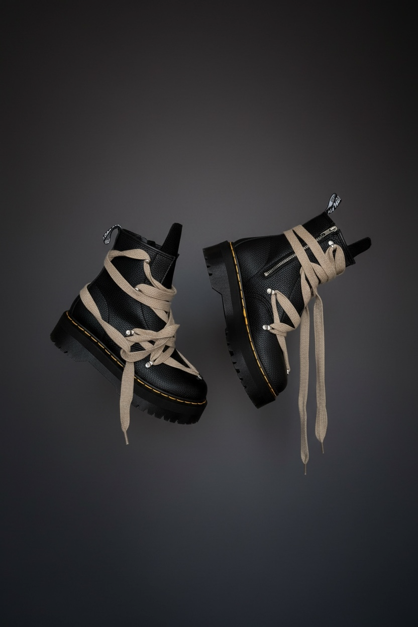 RICK OWENS DR MARTENS MEGALACE BOOTS