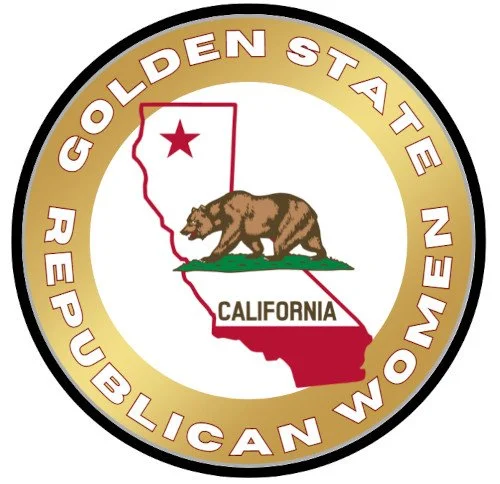 Seal of Golden State Republican Women featuring a map of California with a bear and a star in the northern part.