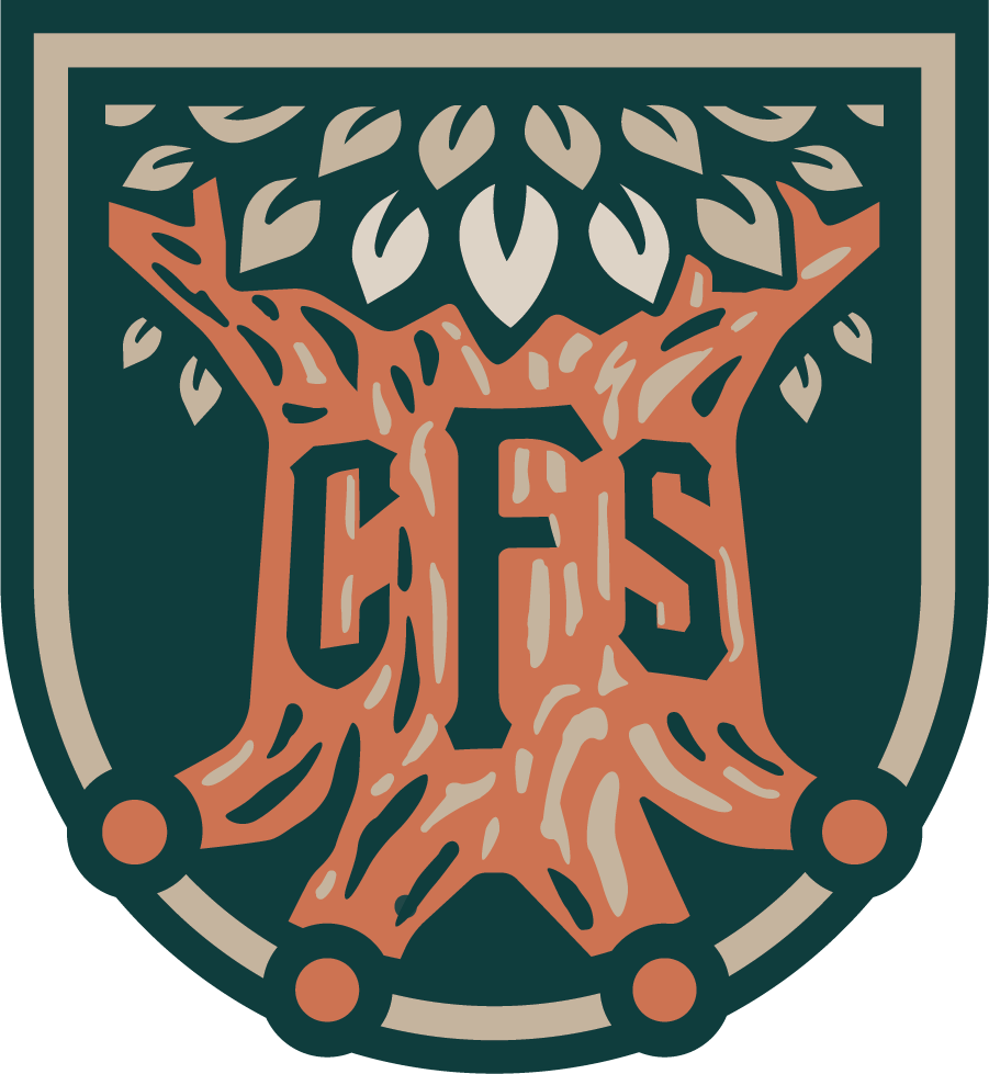 Stylized emblem featuring a tree with the letters 'CFS' in the center, surrounded by a circular border and a leafy design at the top.