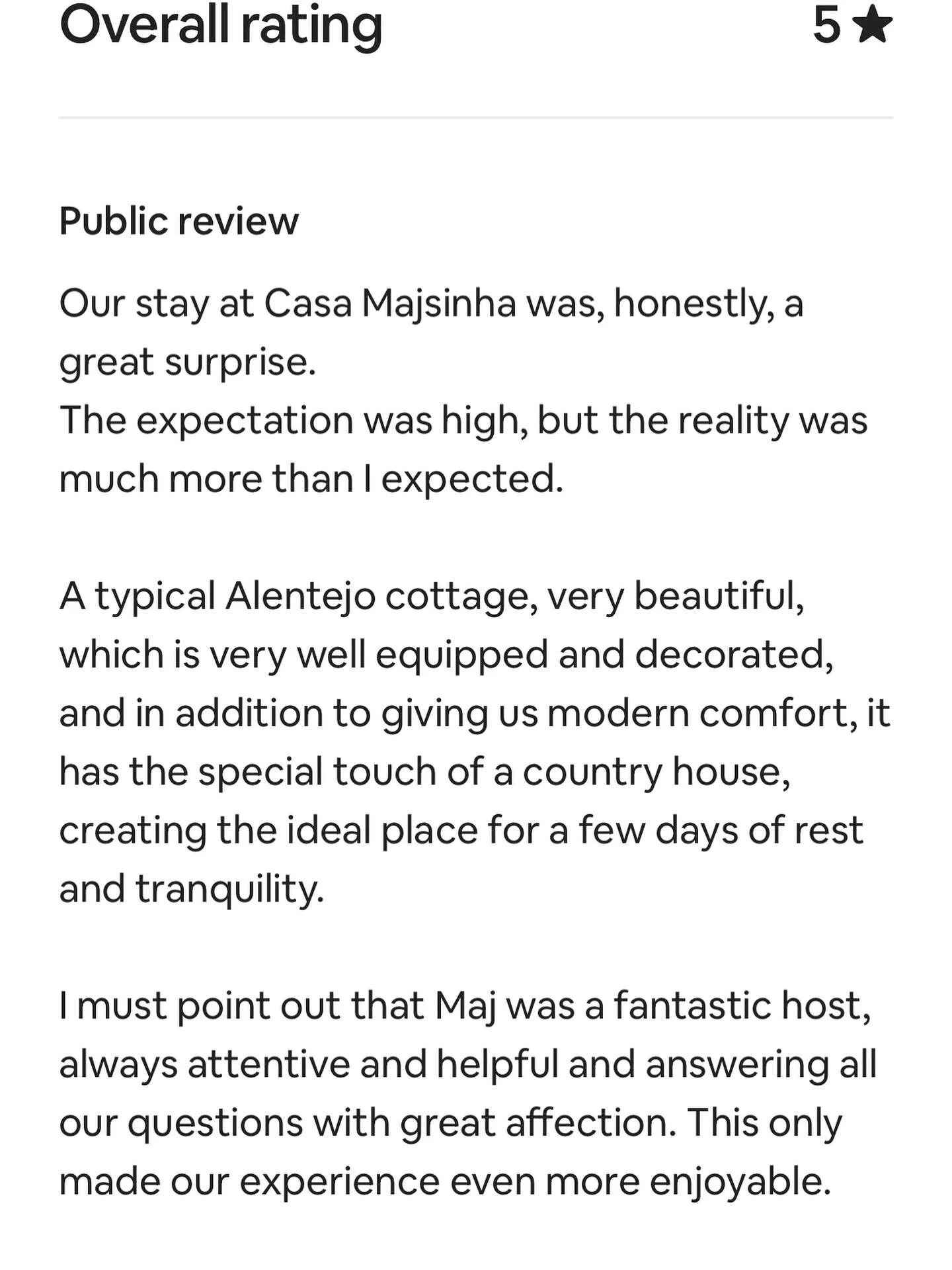 This kind of feedback makes a host proud! 🥹 Still a few available dates for August!