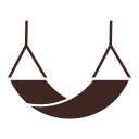 Une chaîne en forme de balançoire suspendue, vue de face.