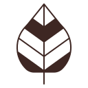Une illustration d'une feuille stylisée en brun foncé.