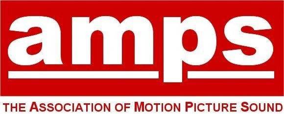 Logo of the Association of Motion Picture Sound (AMPS) with red background and white text.