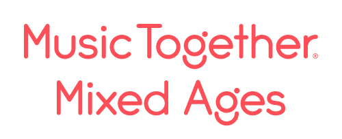 Text reading 'Music Together Mixed Ages' in pink font on a black background.