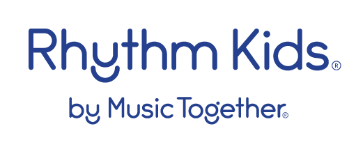 Rhythm Kids by Music Together logo in blue text on a white background.