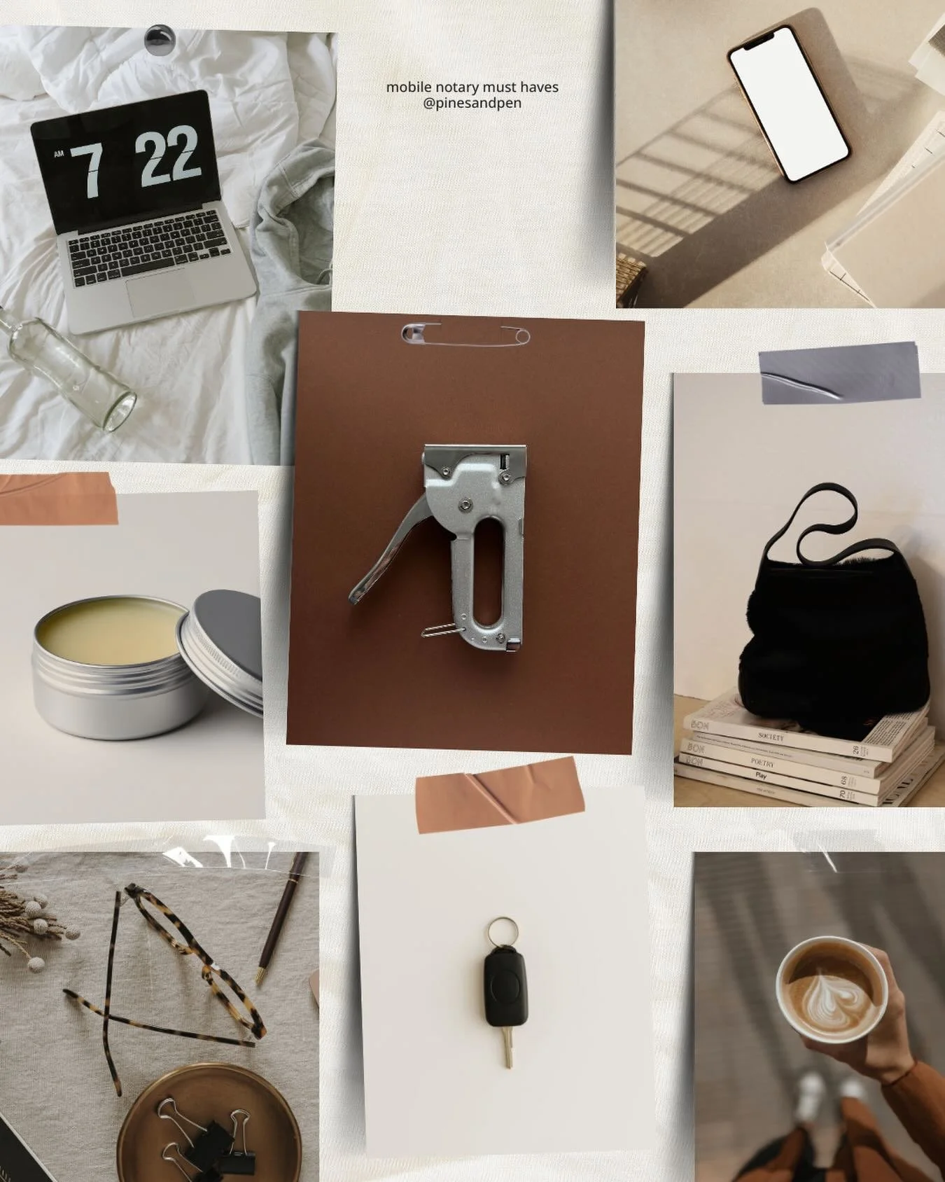 Eye-Spy: Mobile Notary Edition ✨

I spy with my little eye&hellip;
🎀 hand + lip balm combo - because dry hands, chapped lips, and paperwork are NOT a good combo
🔑 car keys - the magic that turns my car into a mobile office
🦭 notary seal + journal 