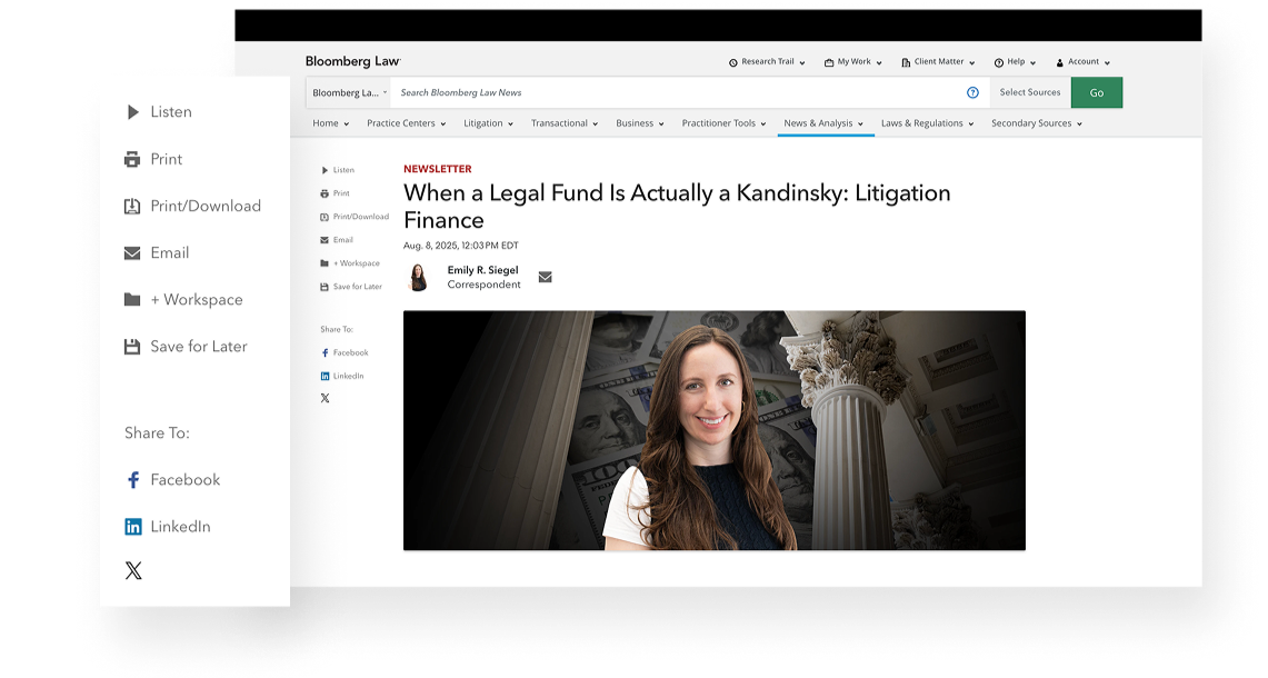 Action buttons from a BLAW article, layered over the page where they're displayed.