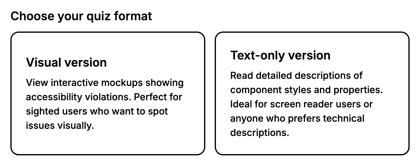 Screen shot of options for "Visual version" and "Text-only version."