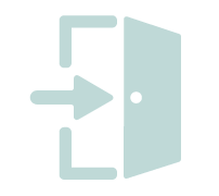 Open door with an arrow pointing inward.