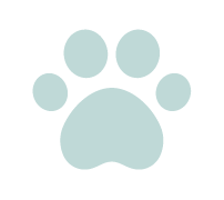Light blue paw print icon with five circular toes and a larger pad at the bottom.