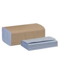 A beige rectangular sponge and a folded light blue cleaning cloth.