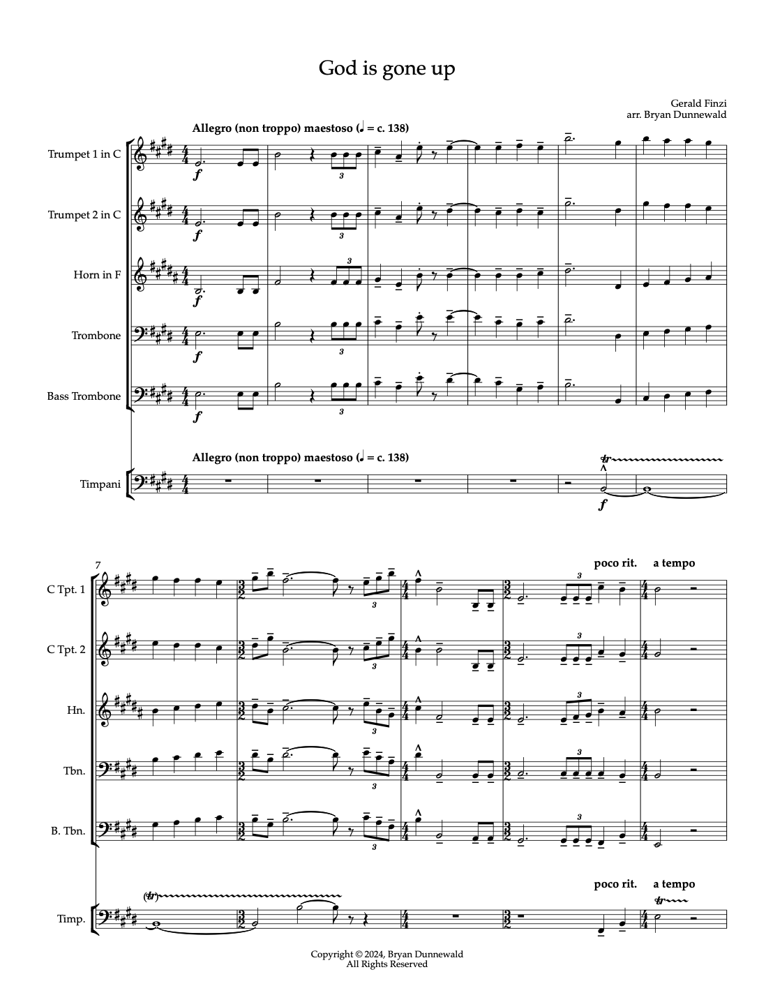 Finzi: God is gone up (Brass and Timpani Parts) (2024)