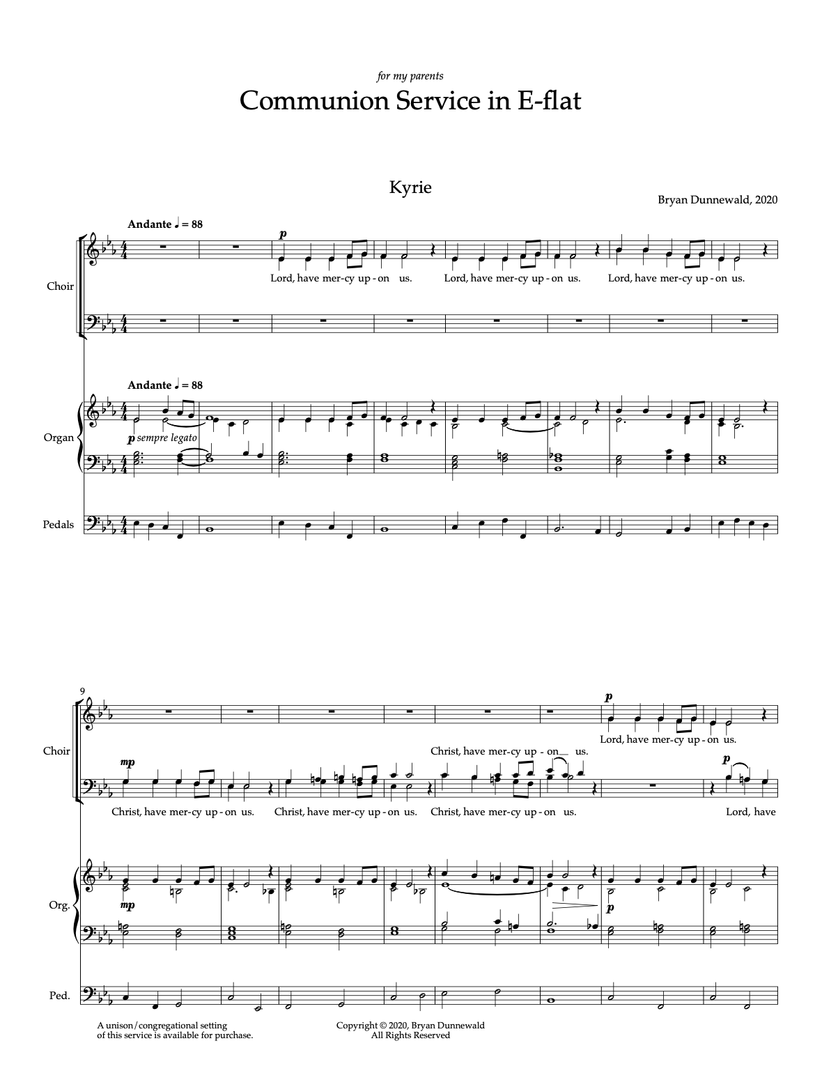 Communion Service in E-flat (SATB Version) (2020)