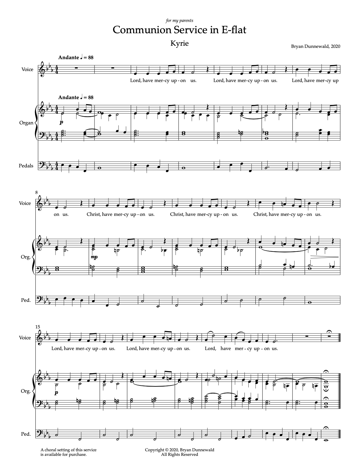 Communion Service in E-flat (Unison Version) (2020)