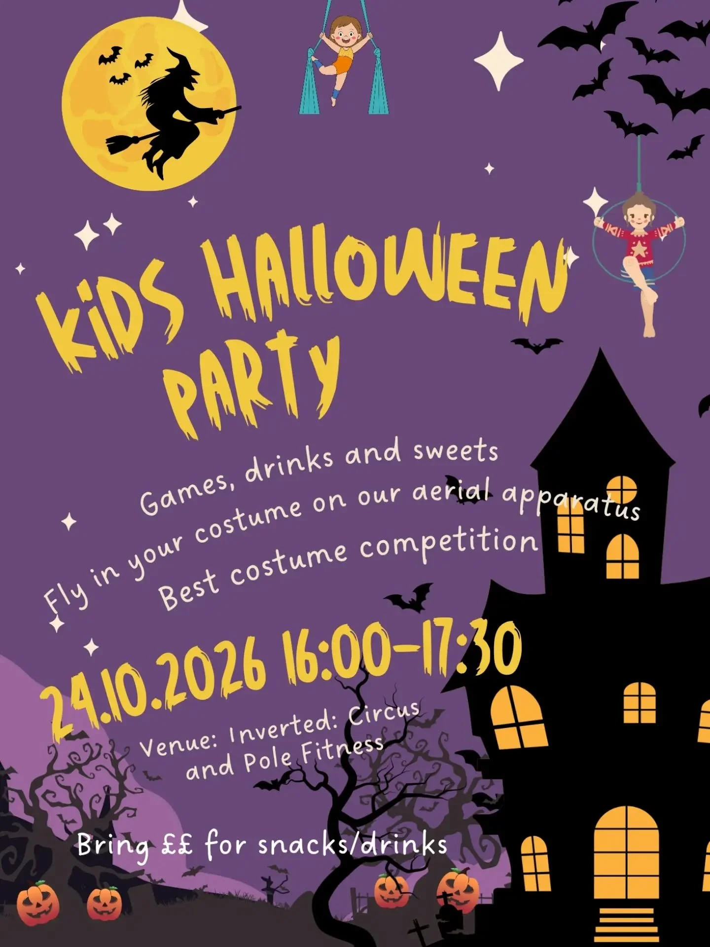 👻 CALLING OUR INVERTED KIDS! 👻 

🦹🏾&zwj;♀️Join our spooky circus party at Inverted! Come dressed up in your spookiest Halloween costume, and get ready for fun and games with your favourite teachers!! 

👻 You'll get to play on your favourite appa