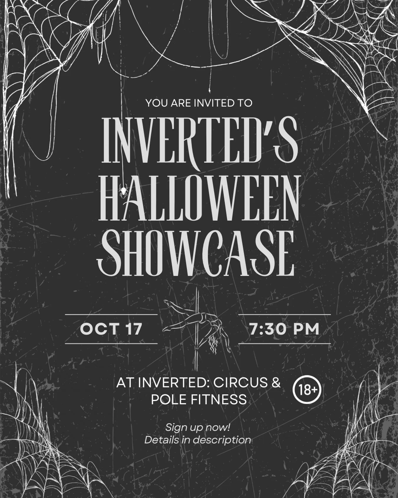 It&rsquo;s almost Halloween and we&rsquo;re bringing you all the tricks!

Join us on 17th October at 7.30pm for our annual spooky showcase.

Anyone 18+ is welcome to participate. Please contact @aerialistnatalie to take part or for more information.
