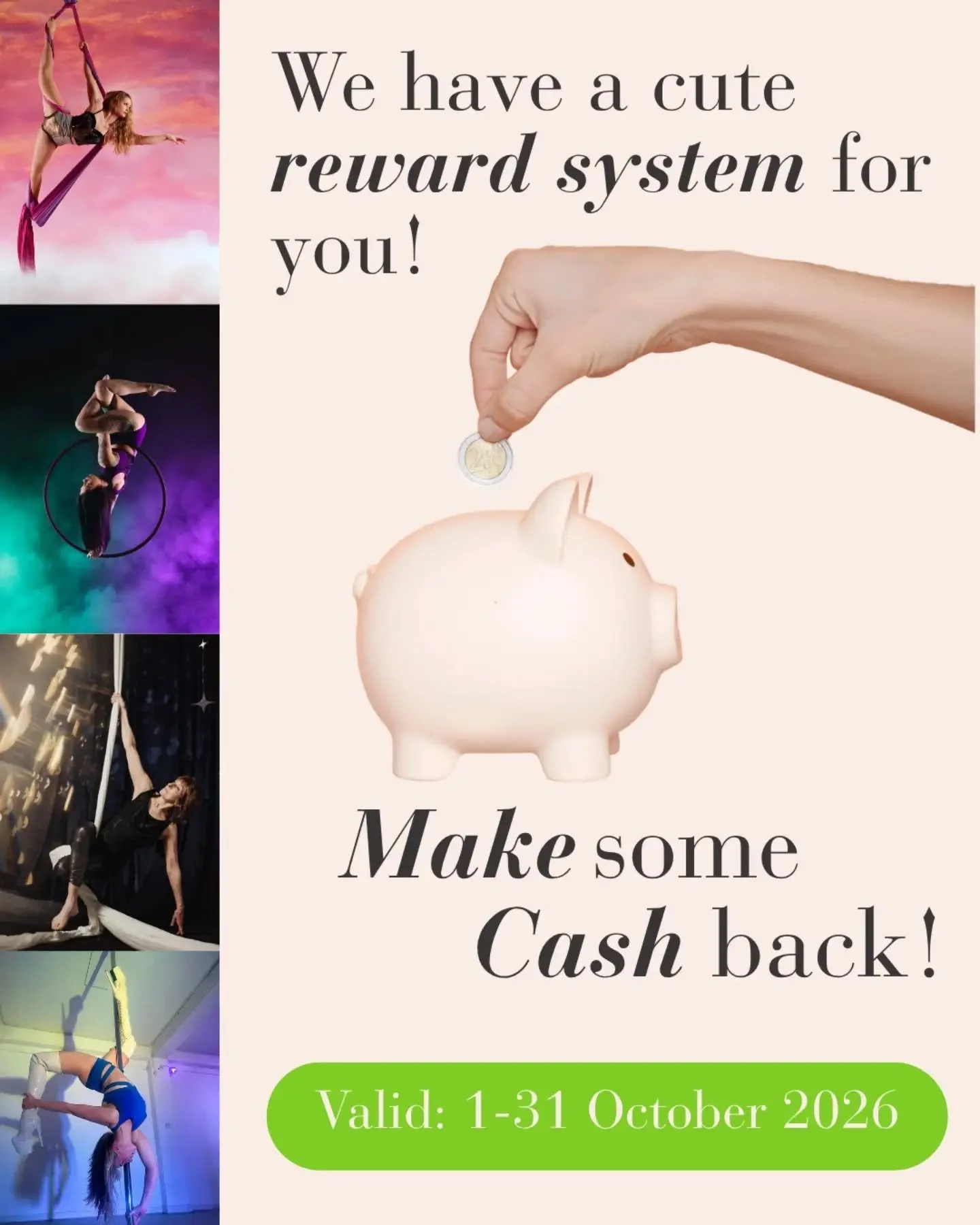 ✨ DEAR COMMUNITY ✨

We wanted to thank you for sticking with us through all the years 

As a special THANK YOU, we're upping our Referral System and we hope you enjoy it 🙏🏼

👛 For every person who uses your unique REFERRAL CODE to book into a clas