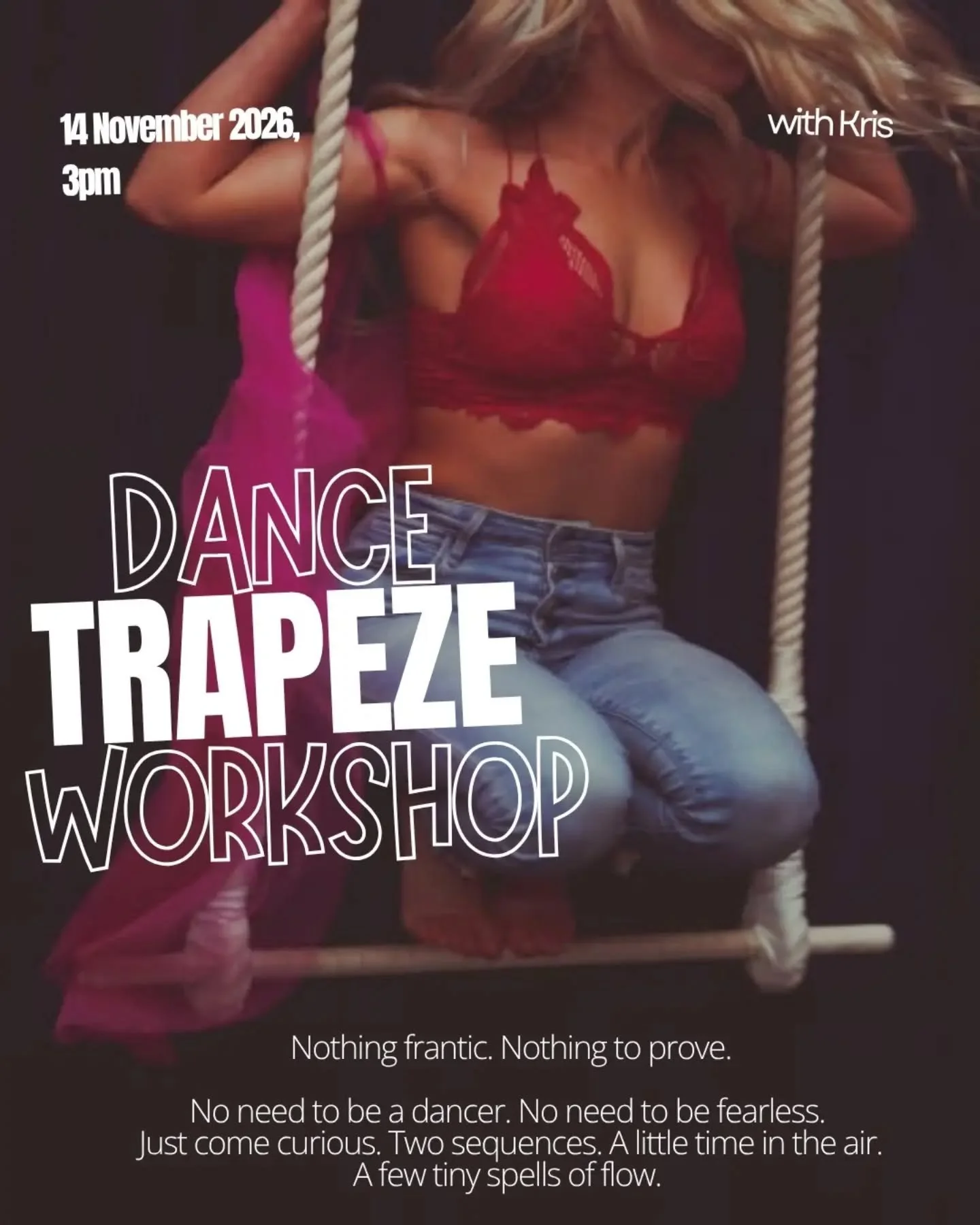 🤍 A dance trapeze workshop in November 🤍
with @attackkats

Nothing frantic. Nothing to prove ✨ 

Just a gentle morning of movement, with two simple sequences to explore, play with and make your own.

A chance to slow down, feel the bar beneath your