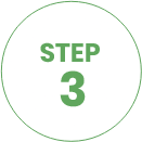 White circle with green text that reads 'STEP 3'