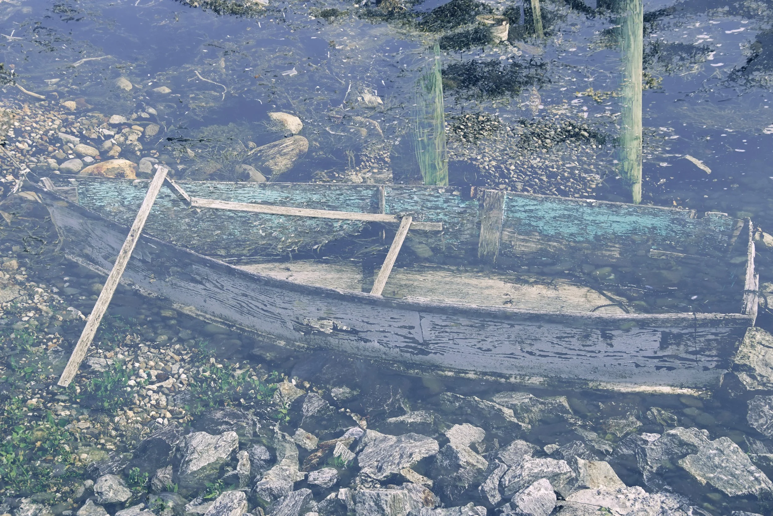 Sunken Rowboat: 13"x19" $200 unframed