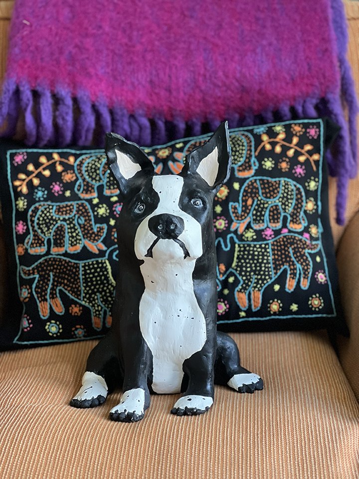 Ralph the Boston Terrier: clay SOLD 12" HIGH