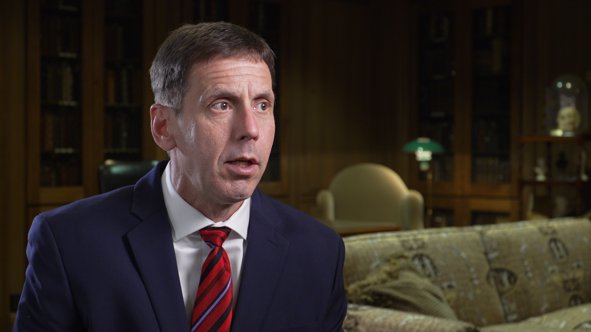 Dr. Archie Heddings getting interviewed at the University of Kansas.