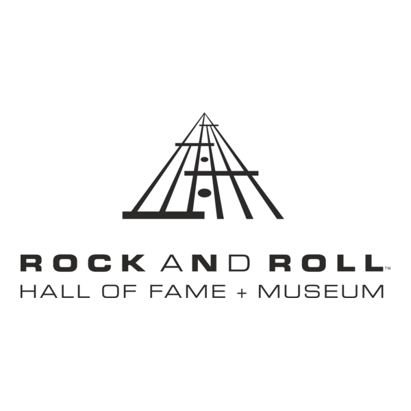 Logo of Rock and Roll Hall of Fame and Museum with a stylized guitar neck design.