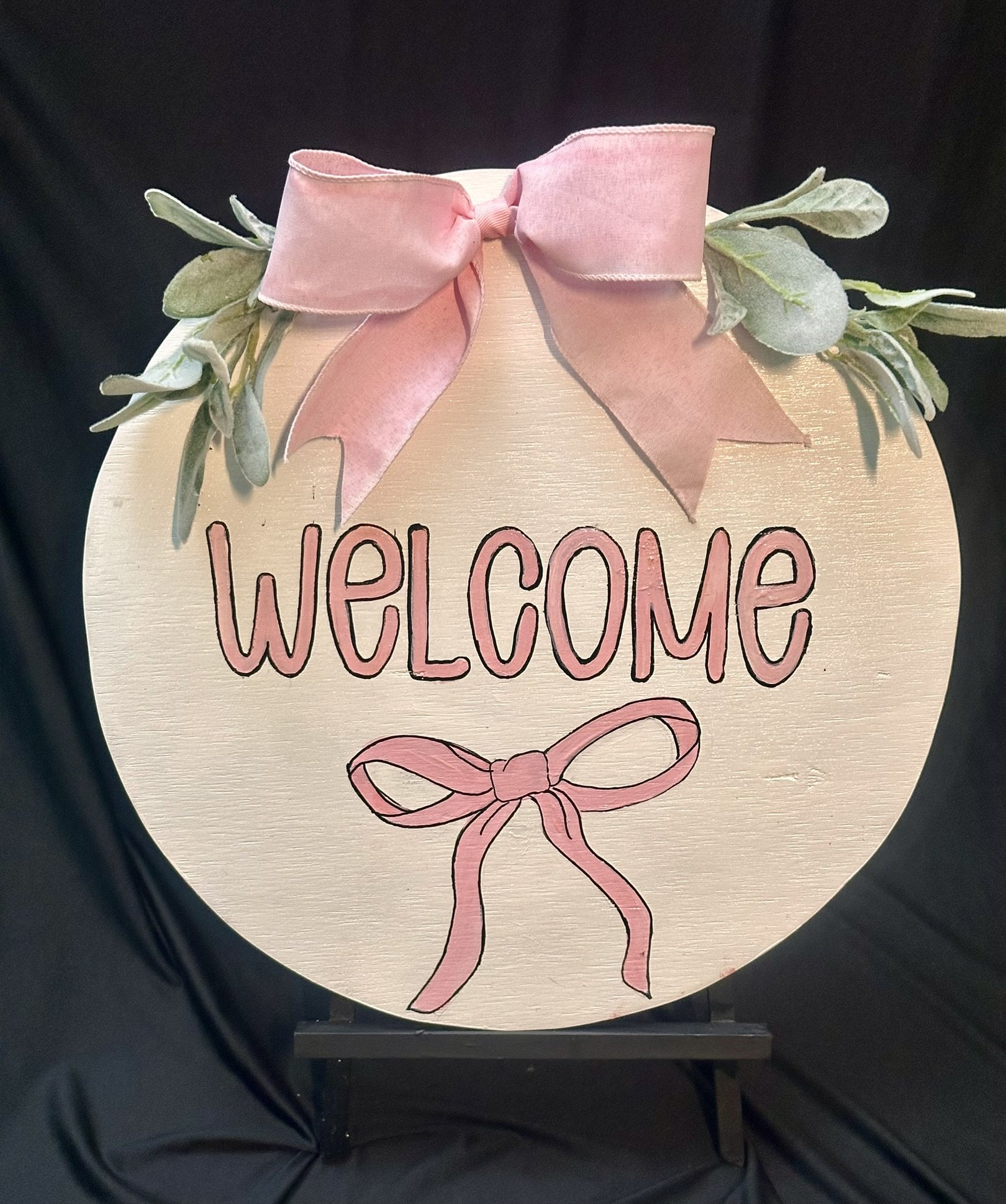 Pink Bow Welcome Sign