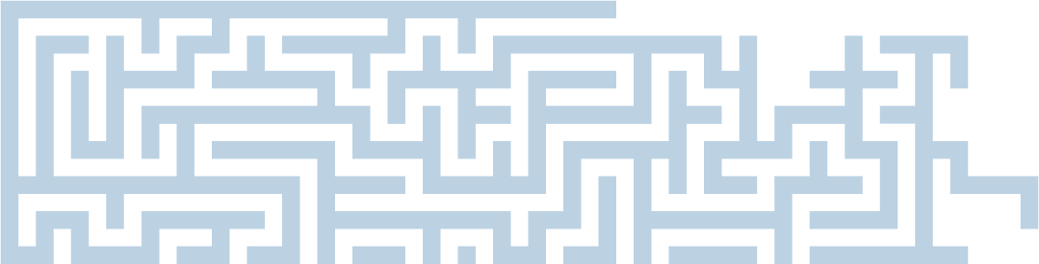 Blue maze puzzle with white pathways.