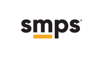 SMPS logo with black text and an orange underline on a black background.