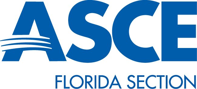 Logo of the American Society of Civil Engineers (ASCE) Florida Section featuring a stylized bridge in blue.