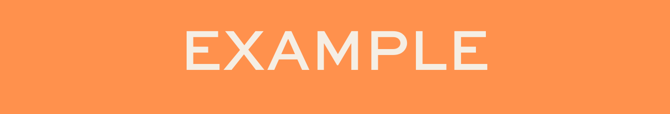 Orange background with the word 'EXAMPLE' in large white letters in the center.