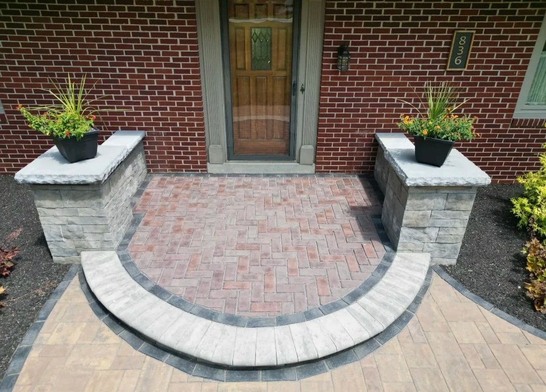 Paver walkway and an entrance