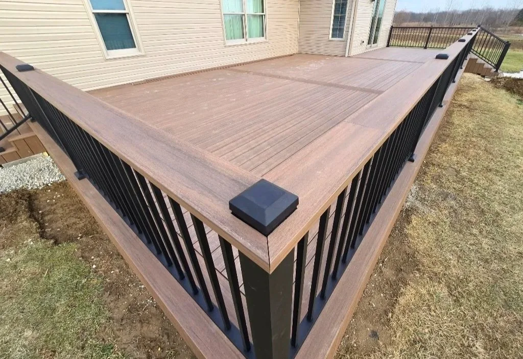outdoor deck custom design using timbertech decking wapakoneta Ohio