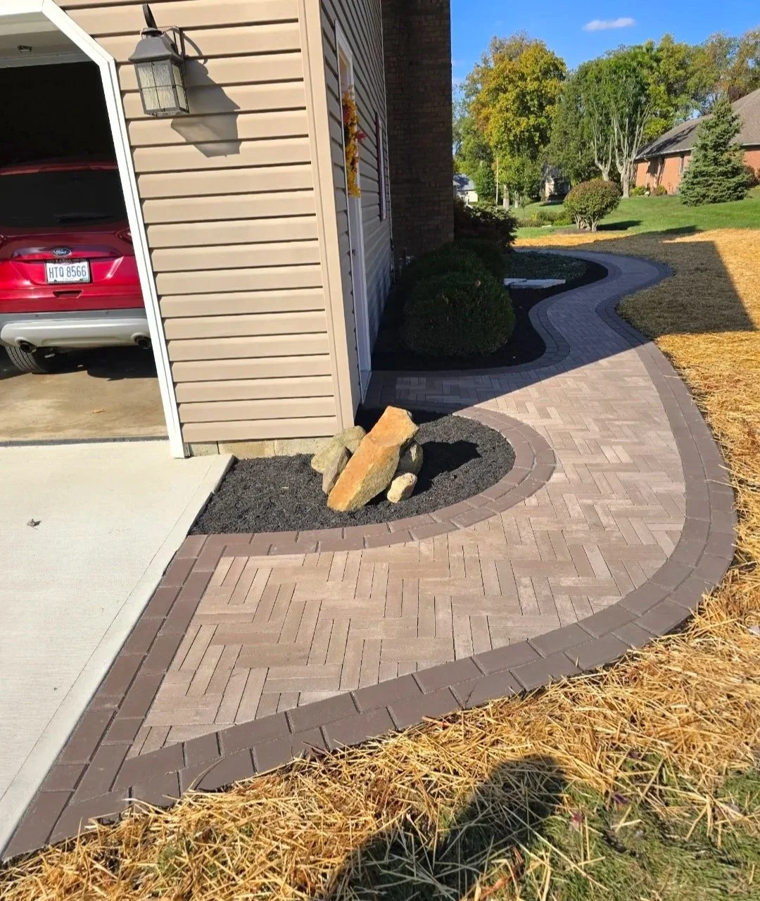 paver walkway using unilock mattoni and holland premier pavers in wapakoneta ohio
