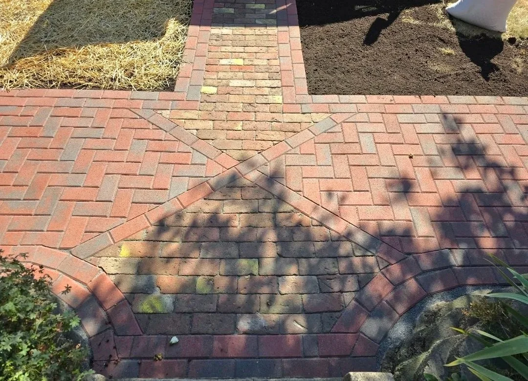 custom Paver walkway using unilock hollandstone pavers in downtown wapakoneta ohio