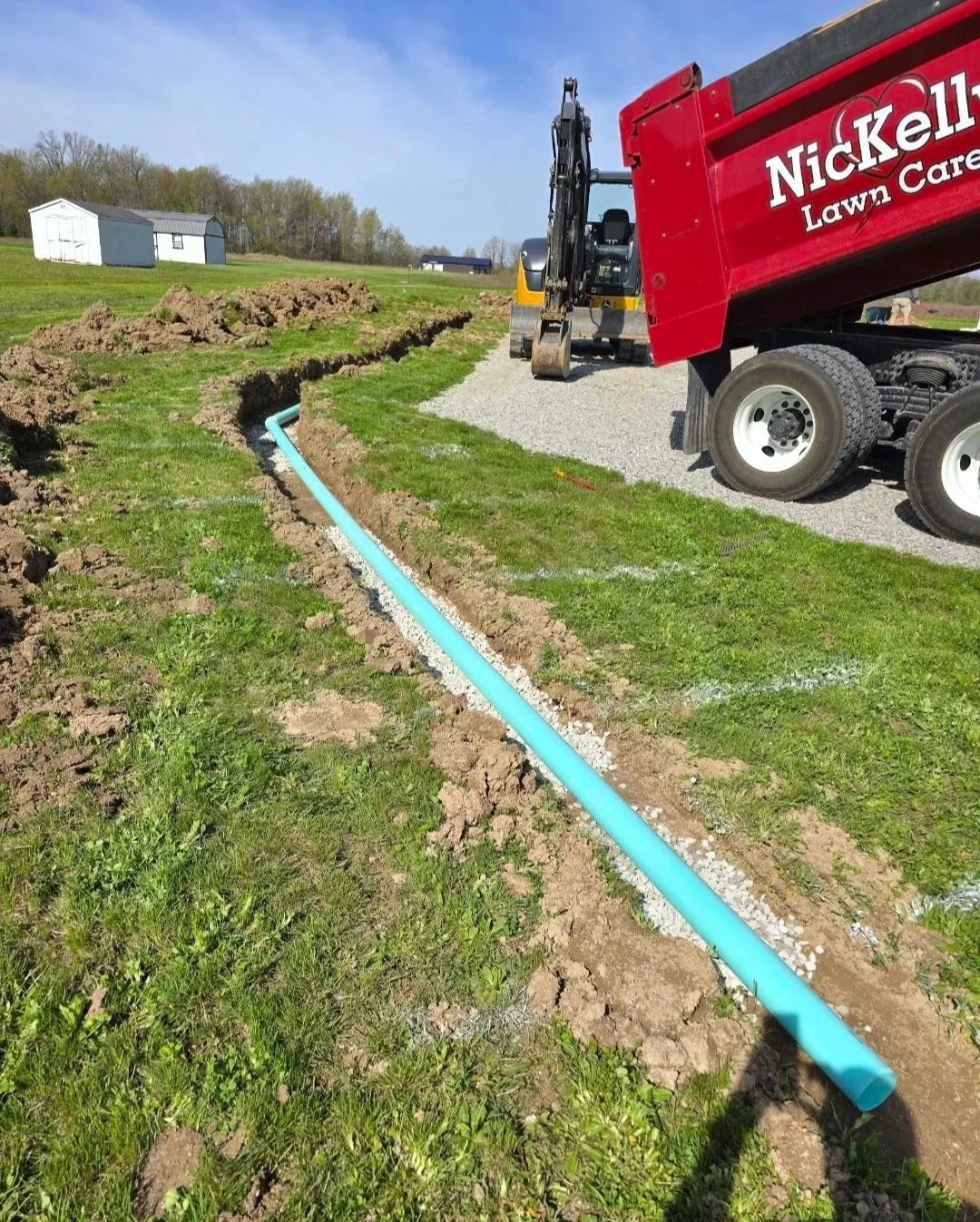 drainage using pvc tile for downspouts