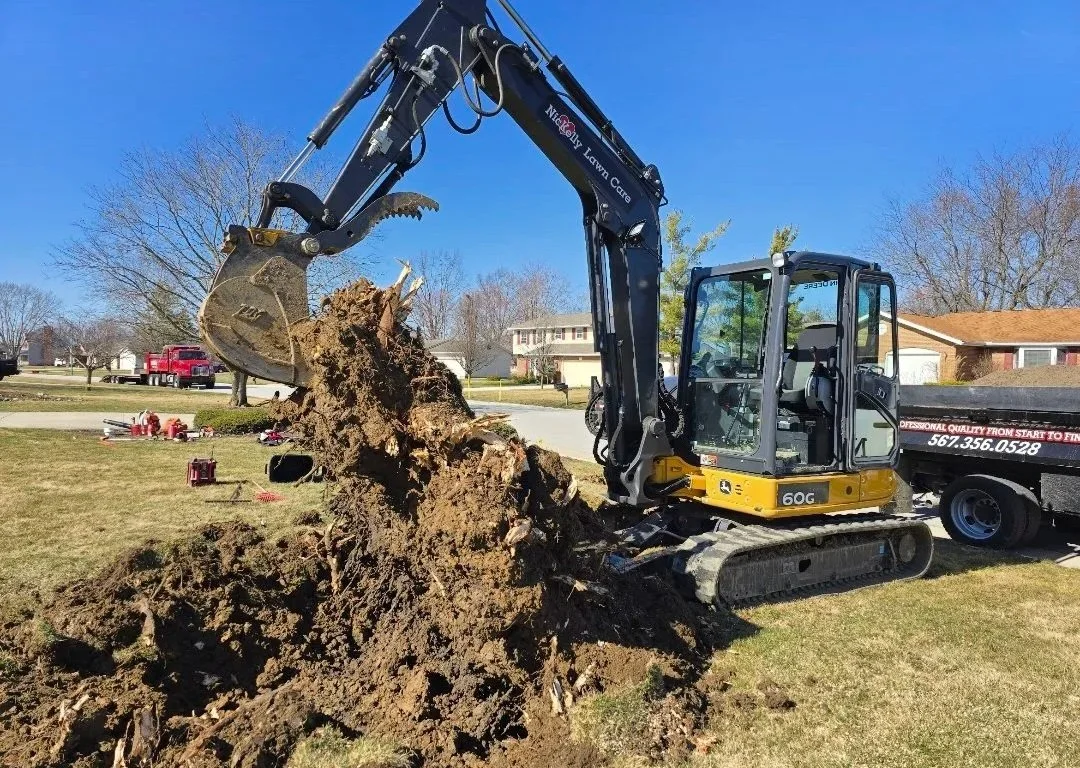 stump removal using excavator