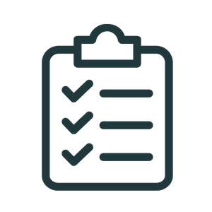 Illustration of a clipboard with checkmarks and lines indicating a checklist or to-do list.