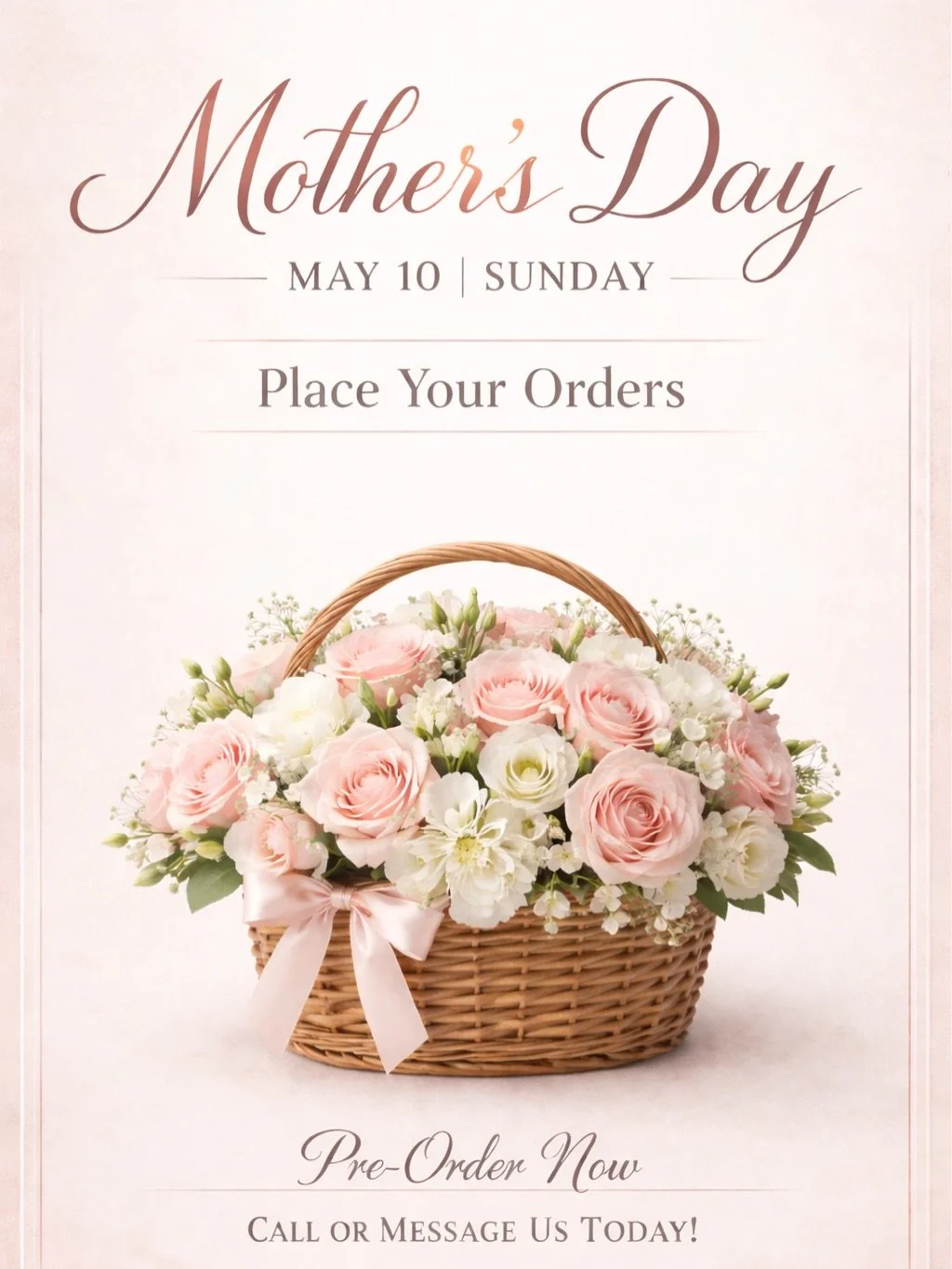 Mother&rsquo;s Day Is almost here 🌸🩷

Place your orders !
See options in the photos , you can also send your own inspo  picture ✨

#mothersday #flores #flowershop #flowerstagram #insta