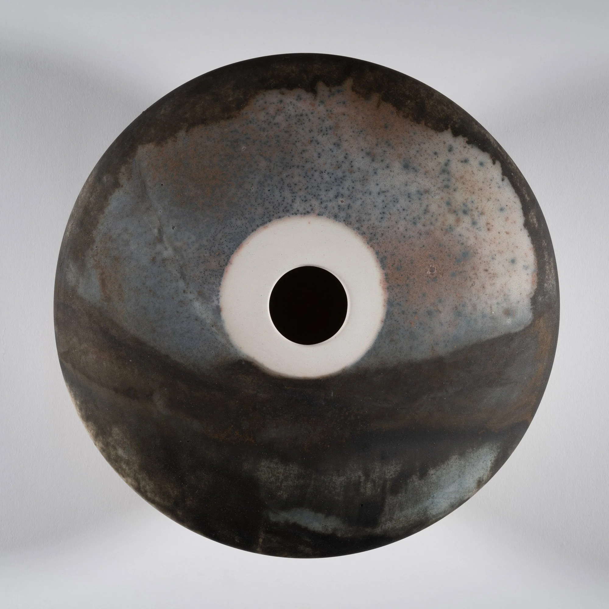 'Night Shadows' Vessel 2025
White Stoneware Clay Thrown & Saggar Fired with local organic materials and oxides 11 cm x 21.5 cm x 21.5 cm