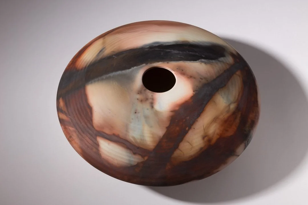 'Ridged Octapus' Vessel 2018
White Stoneware Clay Thrown & Saggar Fired with local organic materials and oxides 11 cm x 34 cm x 34 cm