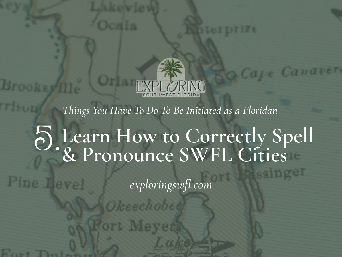 Exploring SWFL - Graphic shows cities in Florida on a map