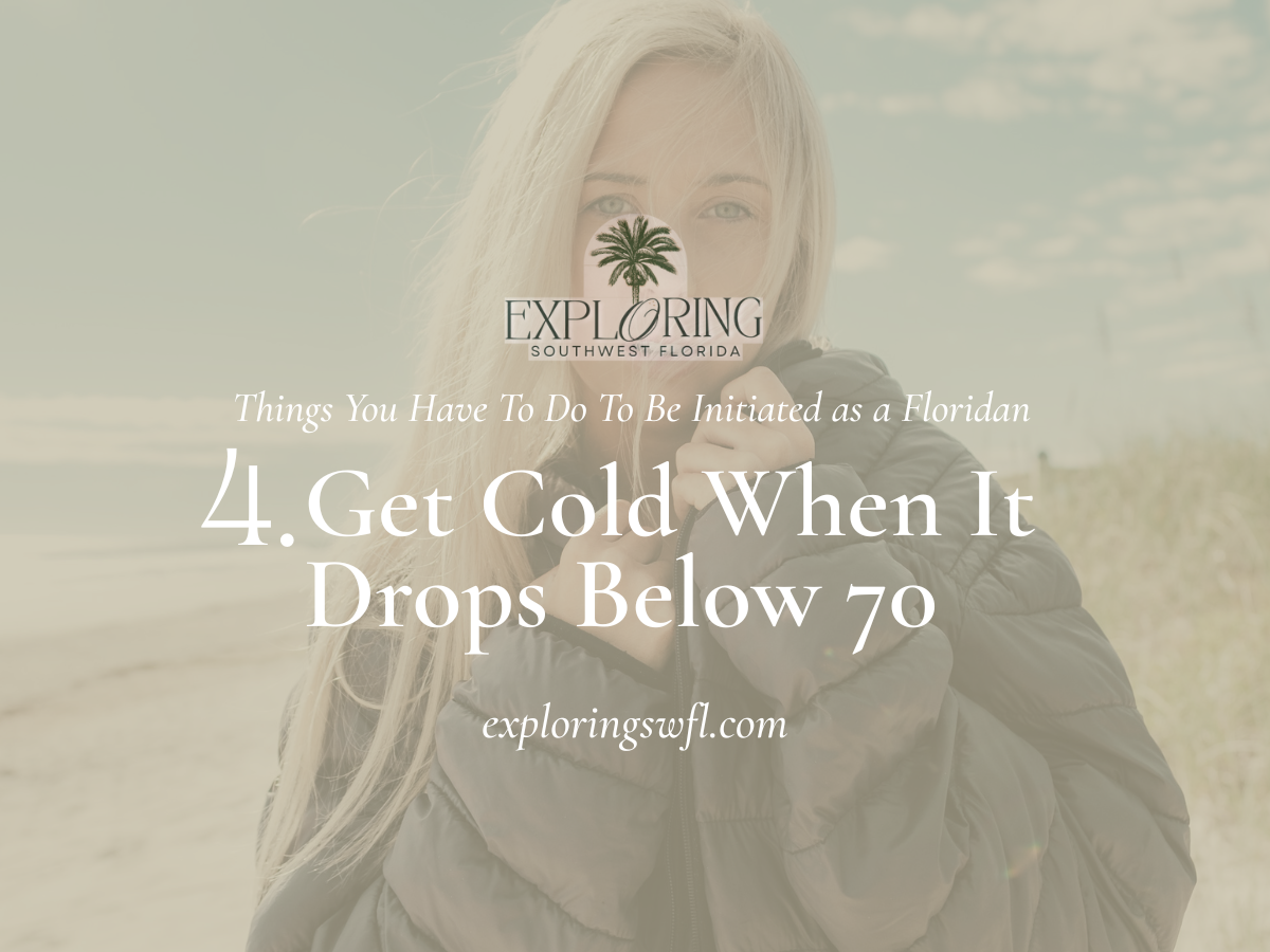 Exploring SWFL - Graphic shows women in a jacket at a Florida beach