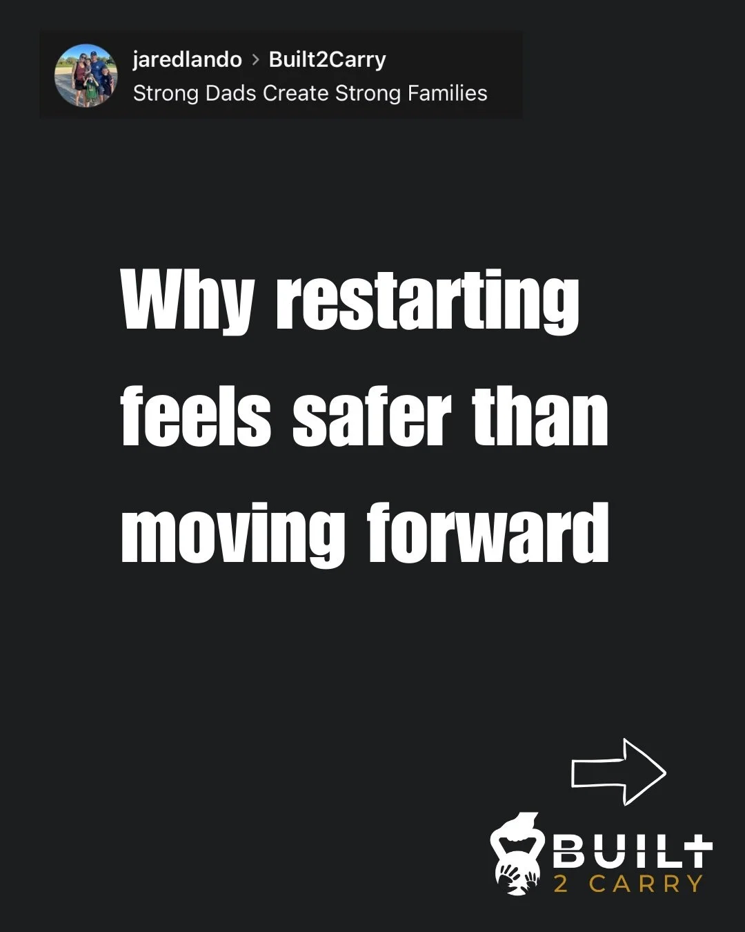 Restarting isn&rsquo;t a failure.
It&rsquo;s a reasonable strategy, until it becomes the thing that is keeping you stuck.
DM: RESET
#built2carry #fitdad #dad