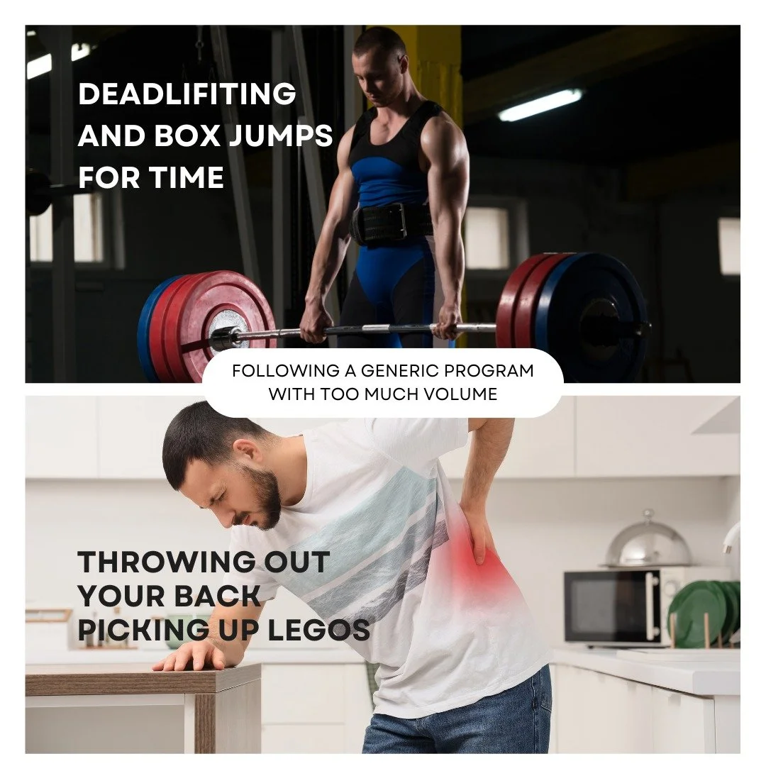 Heavy deadlifts don&rsquo;t break dads.

Bad programming does.

Too much volume.
Too little recovery.
Zero consideration for real life and lego mine fields.

You don&rsquo;t need to train harder.
You need to train smarter.

That&rsquo;s the differenc