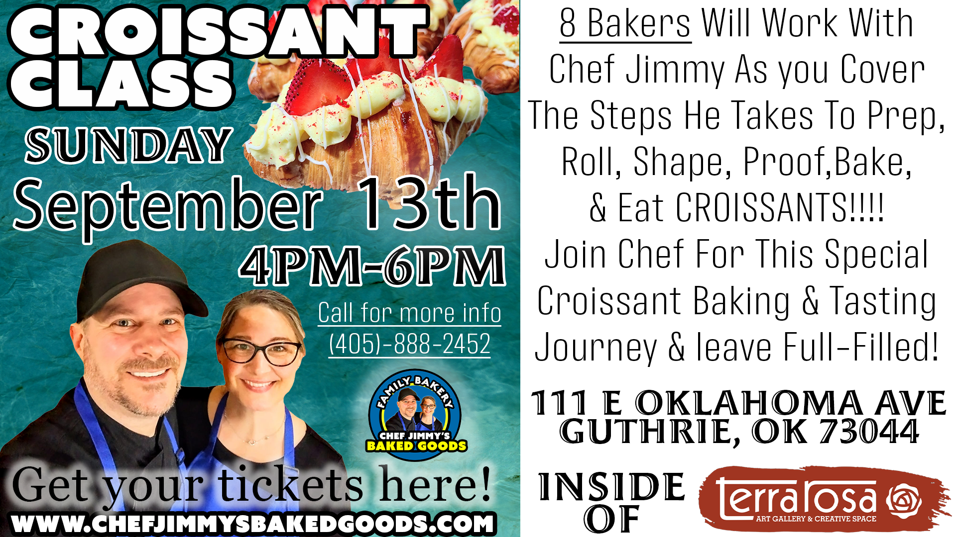 Croissant Baking Classes September 13th 4pm-6pm