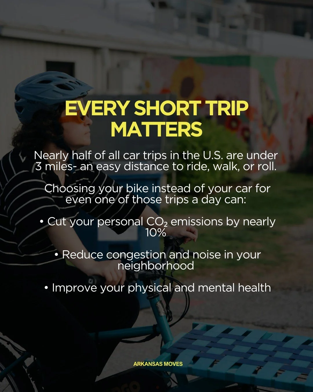 Small choices, repeated often, can create big change. 

Biking isn&rsquo;t just transportation, it&rsquo;s calmer streets and stronger connections in our communities. Even swapping one short car trip for a ride can make a real impact. 

Where will yo