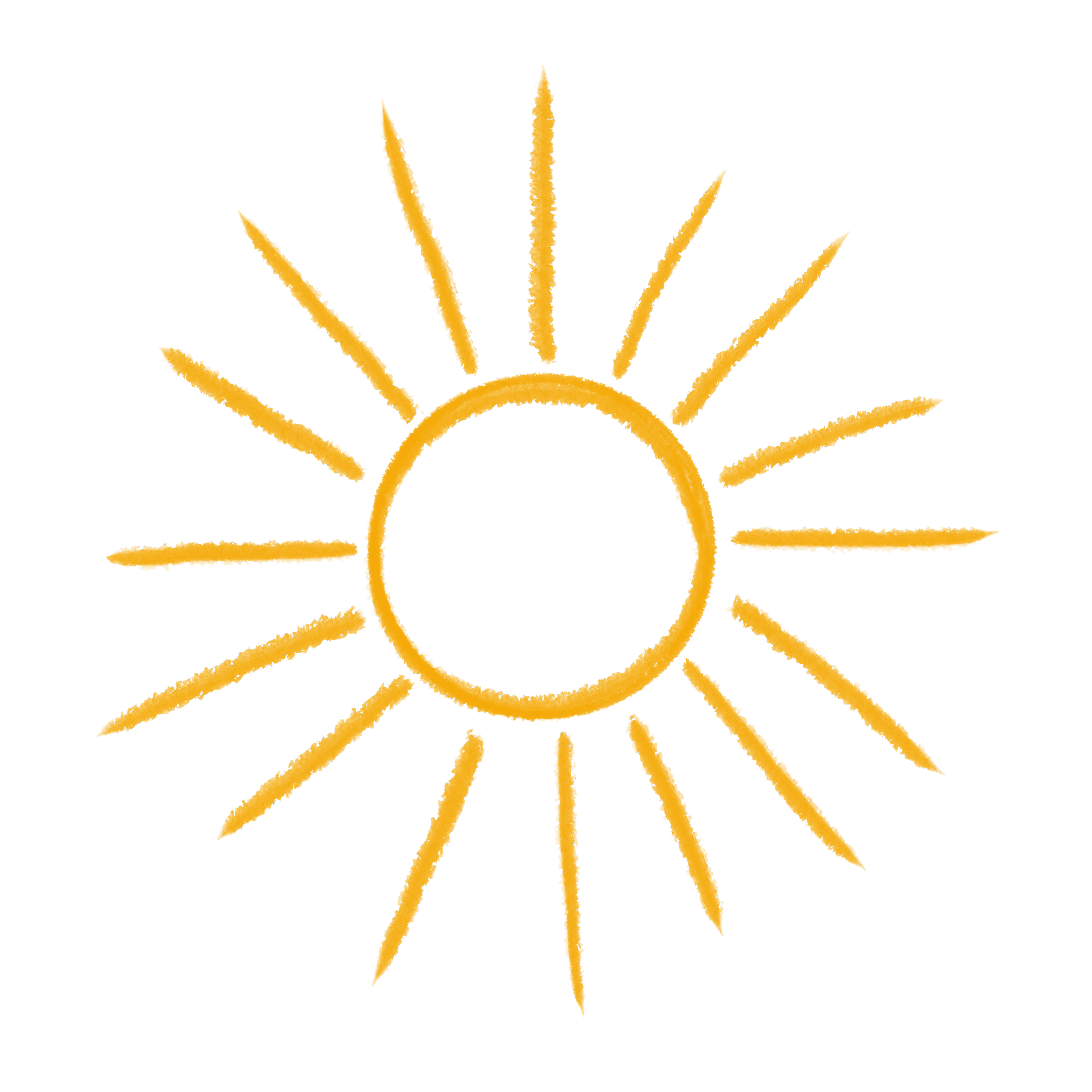 Gold-colored abstract sun design on a white background.